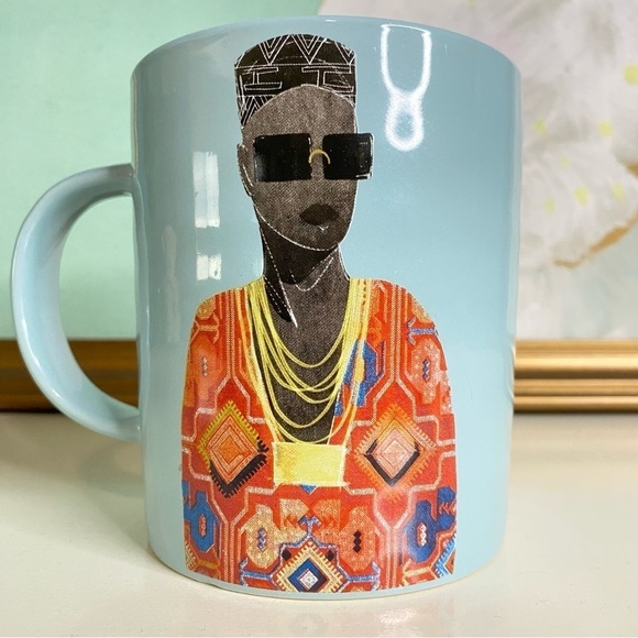 African Afrocentric Woman Lady Blue Art Coffee Tea Mug New - Picture 5 of 9